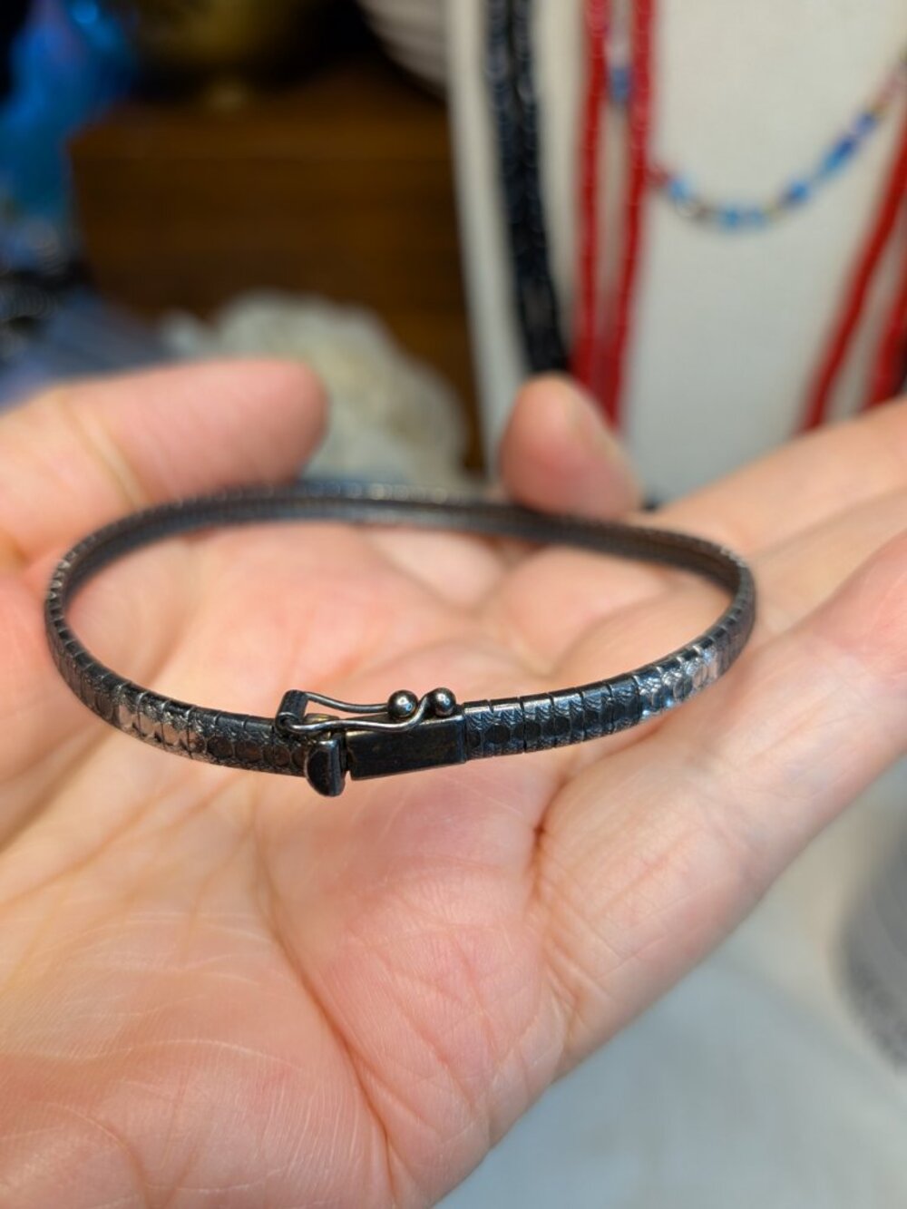 Vintage Italian Sterling Silver Two‑Tone Mesh Omega Bracelet